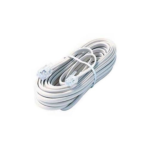 Eagle 25' FT Phone Cord White Modular Line RJ-11 RJ11 4-Wire with Plug Connector Each End Flat Telephone Cord Cable 6P4C Phone Cord Cross-Wired for VoIP Cable Line Connector