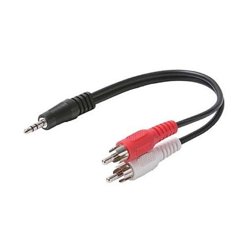 Steren 255-037 6" Inch Stereo 3.5mm to RCA Cable 2 RCA Male Adapter Plug Shielded 3.5 mm to RCA Audio Splitter Cable Signal Separating Shielded Push-In Component Jack Plug Connector, Part # 255037