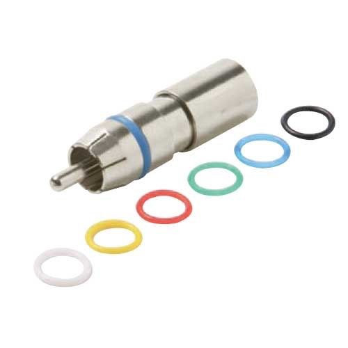 Steren 200-068 RCA Compression Connector RG59 Coaxial Permaseal II Six Color Rings Precision Nickel Plated A/V RG-59 Connectors RCA Perma Seal with 6 Color Bands, 1 Pack, Part # 200-068