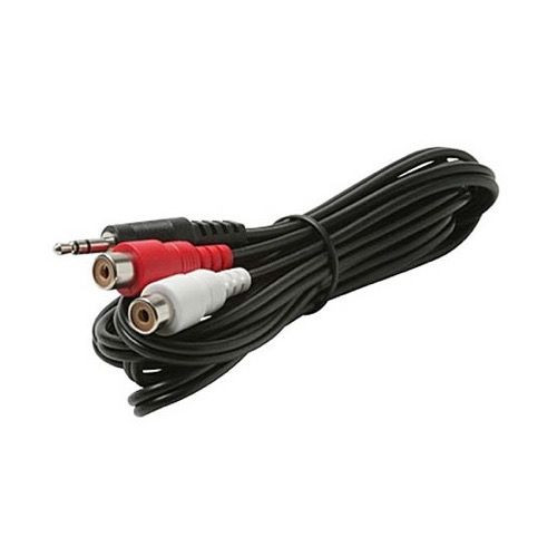 Steren 255-048 6' FT 2 RCA Female Plug to 3.5mm Male Stereo Jack Y Cable Adapter Dual RCA Female Shielded Plug to 3.5 mm Male Audio Splitter Cable Signal Separating Jack Plug Connector