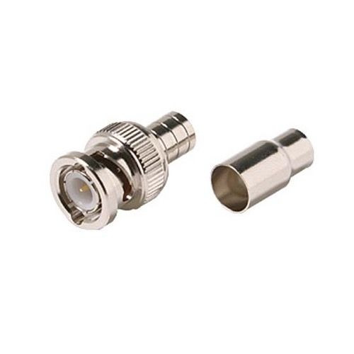 Steren 200-139 RG6 BNC Crimp Connector 2-Piece Plug Commercial Grade Coaxial Male Plug Adapter Crimp-On BNC Connector RG-6 Standard Converter