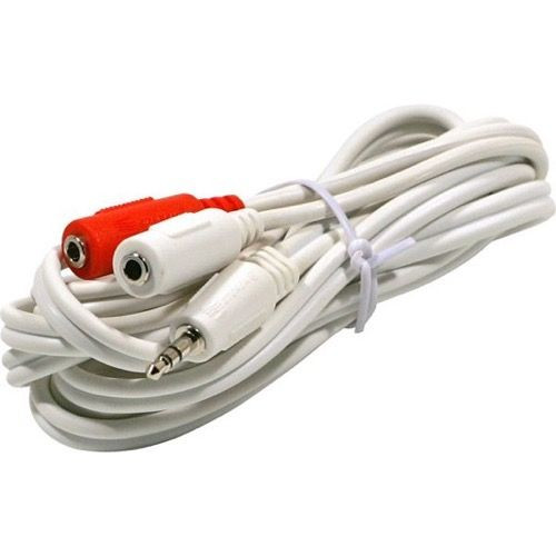 Steren 252-002WH 2' FT 3.5mm Male to Two 3.5mm Female Y Ipod Cable White Stereo 3.5mm Male to Dual 3.5mm Female Adapter Plug Shielded Audio Splitter Cable Signal Separating Component Jack Adapter Cable, Part # 252002-WH
