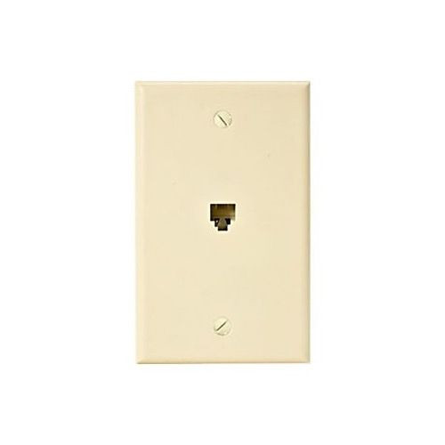 Steren 301-204IV 4C UL Flush Modular Telephone Jack Ivory Wall Plate 6P4C RJ11 Face Plate Wall Plate RJ-11 Smooth Finish Wire Flush Mount Audio Signal Telephone Line Plug Jack