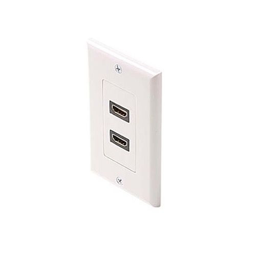 Steren 516-102WH Dual 2 HDMI to HDMI Wall Plate White Double HDMI Feed Thru Audio Video Decorator Wall Plate HDMI Female to HDMI Female, High Definition Multi-Media Interface HDTV Applications, Part # 516102-WH