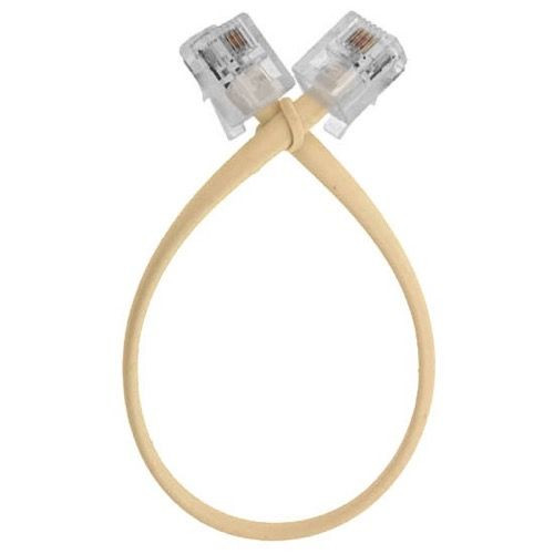 Steren 304-001IV 4-Wire 8" Inch Patch Cord Telephone Wall Mount 28 AWG Ivory Modular Flat 6P4C RJ11 RJ-11 Phone Hanger Cord Phone Cable Line Connector, Part # 304001-IV