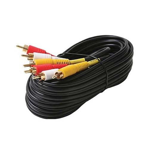 Steren 206-274 8' FT Composite Audio Video Cable 3 x RCA Male Plugs Gold Plate Stereo A/V Dubbing Cable Coaxial RG59 Heavy Duty Fully Shielded R/Y/W DIRECTV Triple A/V Stereo Digital Signal Hook-Up RG-59 Jumper with Plug Connectors, Part # 206274