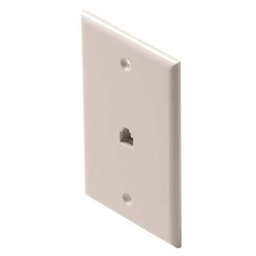 Steren 300-204LA Phone Wall Plate Face RJ11 Light Almond 4 Conductor Wire Flush Modular Jack Single Gold Plate Contacts Telephone 6P4C Smooth Finish RJ-11 Jack, Part # 300204-LA