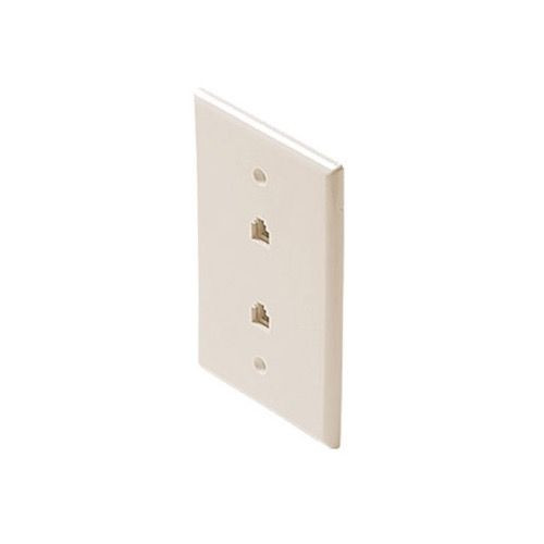 Steren 300-214LA Dual Light Almond RJ11 Telephone Wall Plate 4-Conductor Modular Flush Face Jack 2 Socket 6P4C RJ-11 Face Plate Duplex Audio Signal Data Line Cord Plug, 2 Outlets, Part # 300214-LA