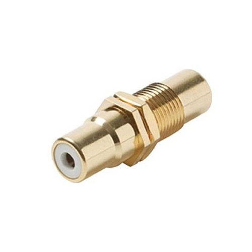 Steren 251-506 RCA Coupler Female Each End Jack White Band Panel Mount Gold Plate Barrel Insert Audio Video Round Adapter Insert Wall Plate RCA to RCA Plug Jack 1 Component Connector