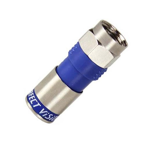 Perfect Vision PV6-PV50 RG6 Compression Connector 50 Pack F Connection Coaxial Ridgeloc