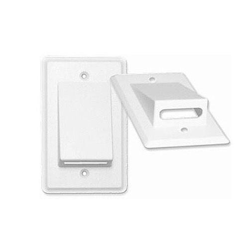 Eagle Bulk Cable Wall Plate White Flat Ribbon SIngle Gang Wall Plate White Bulk Single Gang Flat Relaxed QuickPort Keystone Flush Mount AV Data Junction Component Wide Pass-Through Opening Slot