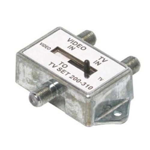 Summit AB Switch Slide 2 Way 2 75 Ohm In 1 RG6 RG59 Out Pro Brand Coaxial RG-6 RG-59 AB Slide Video 2 Way Selector UHF / VHF TV Antenna Signal Dual Source with F Connector, Low Loss 60 dB Isolation, Part # PB1