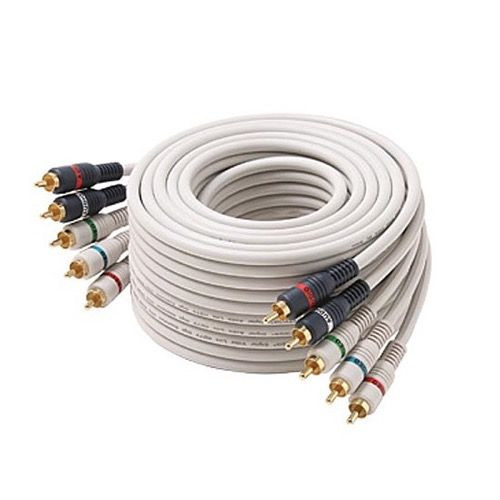 Steren 254-612IV 12' FT Component Video Audio Cable Stereo 5-RCA Male Each End Ivory 24 K Gold Plate Color Coded Python Double Shielded 5- RCA Audio Video Cable Digital Signal Hook-Up Jumper, Part # 254612-IV