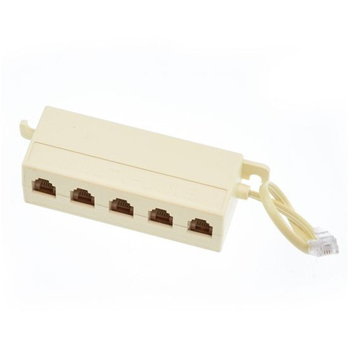 Steren 300-144 Telephone Distribution Block 4C 6X4 Gold Plated Contacts Cord with RJ-11 Plug Box Surface Mount Terminal Junction RJ11 Jack Block Junction Box Ivory, Part # 300144