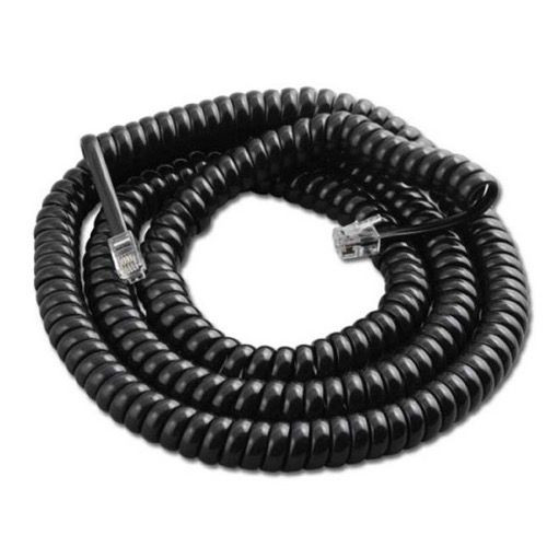 Steren 302-015BK 15' FT Handset Coiled Cord Telephone Black Modular 4 Conductor UL RJ22 Plugs Each End RJ-22 4P4C Phone Line Telephone Hand-Set Snap-In Replacement