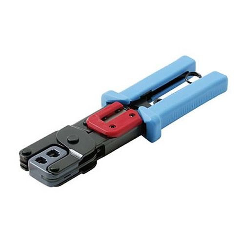 Eagle Modular Crimping Tool Ratcheting RJ-11 RJ-12 RJ-45 Network All-In One Pro Grade Cuts Strip Data Idea Deluxe 6x4 6x6 8x8 Plugs Ratchet Crimp Tool for RJ11 RJ12 RJ45 Plugs Flat Round Stranded Modular Connectors