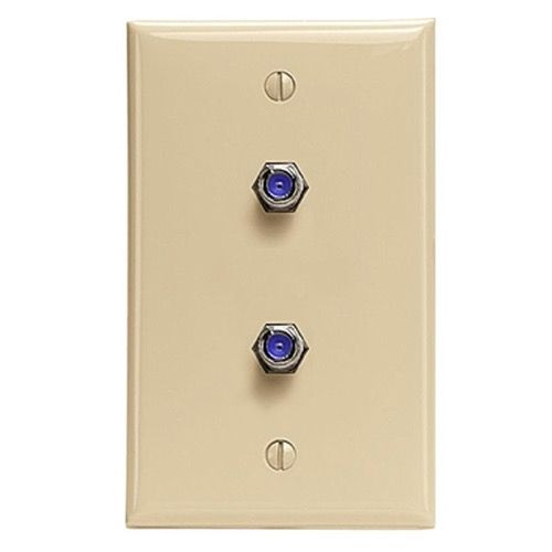 Vanco Wall Plate Ivory Dual F-81 3 GHz High Frequency Satellite F81 Coaxial Cable Video Connection Eagle Aspen Duplex TV Antenna Signal Flush Mount with 75 Ohm Barrel Plug Jacks