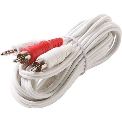 Eagle 2 Ft 3.5mm Male to 2 Dual RCA male Y iPod Cable White Stereo 2 Channel Adapter 3.5 mm Male Plug Y to Two RCA Male Plug Shielded Audio Splitter Cable