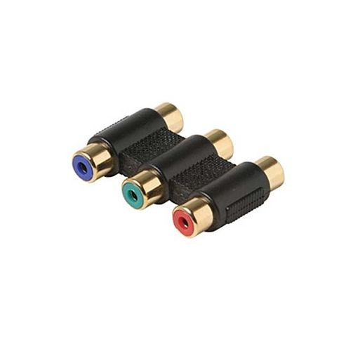 Steren 251-117-10 Component Video Coupler Gold Plate 10 Pack Video Adapter 3X RCA Female to 3X RCA Female RGB Triple In-Line Composite AV RED, GREEN, BLUE Barrel Splice, Part # 251117-10