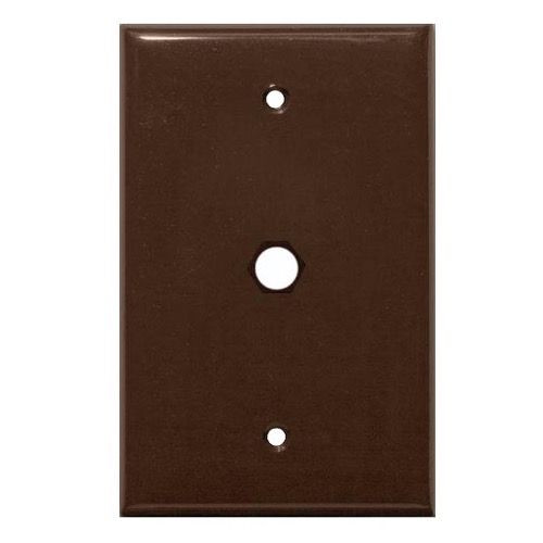 Steren 200-254BR Wall Plate Blank Brown 1-Hole Coaxial Port Single Gang Connector Audio Video Data Signal 75 Ohm Plug Connector Nylon Flush Mount Outlet Cover with Hole, Part # 200254-BR