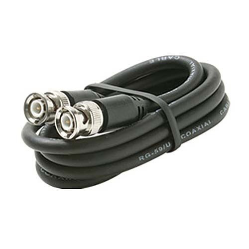 Steren 205-529 12' FT BNC RG59 Coaxial Cable MaleBlack Plug RG59 Nickel Plate Connector Each End BNC Male to BNC Male RG-59 Factory Installed BNC Connectors, Part # 205529