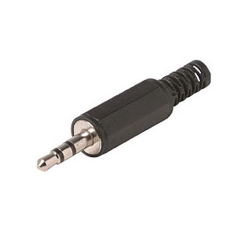 Steren 250-135 3.5mm Stereo Plug Audio Phone Strain Relief Solder Terminal Metal Threaded Insert Black Plastic Handle 3.5 mm Stereo Audio Phone Plug, Part # 250135