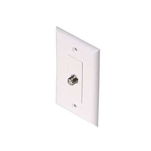 Steren 200-266WH Wall Plate F Type Jack White F-81 Female Outlet Connector 1 GHz 75 Ohm 1 Pack TV Aerial Antenna Plug, Part # 200-266WH