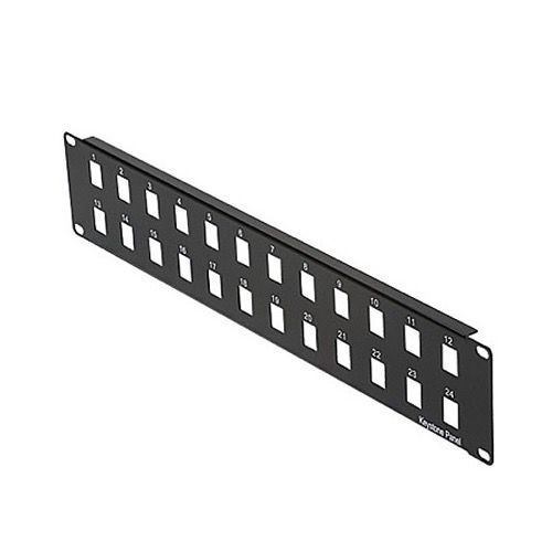Steren 310-224 24 Port Keystone Snap-In Patch Panel Blank 2-Row 19" Inch Commercial Grade Modular Inserts ID Ports Labeled Rack Bracket Mountable 16 AWG Black Powder Coated Steel, Part # 310224
