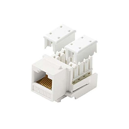 Steren 310-120WH-10 CAT5e RJ45 Keystone Insert Jack White 10 Pk Modular Ethernet RJ-45 Connector CAT 5e Network 8P8C 8 Wire Twisted Pair 90 Degree Modular Telephone Wall Plate Snap-In Insert Data Telecom, Part # 310120-WH-10