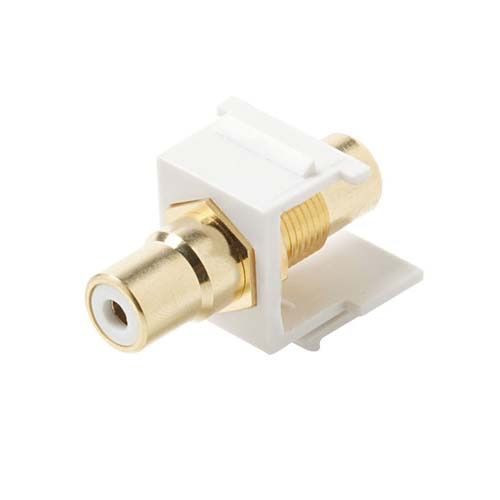 Steren 310-463WH-10 RCA Jack to Jack 10 Pack White Keystone with White Band Connector Jack Insert QuickPort Audio Video Snap-In, Wall Plate Snap-In Data Junction Component Connection, Part # 310463-WH-10