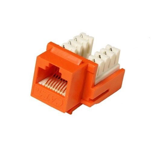 Steren 310-120OR CAT5e Keystone Jack Orange RJ45 Ethernet Connector 110-IDC Insert Modular RJ-45 CAT 5e Network 8P8C 8 Wire Twisted Pair QuickPort Telephone Wall Plate Snap-In Insert Data Telecom, Part # 310120-OR