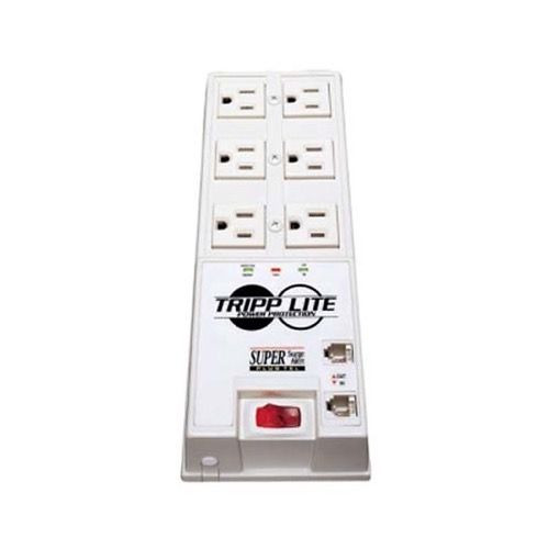 Tripp Lite TR-6 TR6-FM Surge Suppressor Alert Protection 6 Outlet 720 Joules 6' FT Cord Fax Modular Phone Spike Protector Home Office Computer Modem and Voltage Lightning Electronic Protection with Noise Filter, Part # TR6-FM