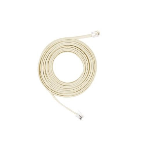 Summit 25' FT Phone Cord Almond RJ11 Male4 Conductor  6P4C Voice Male Line Modular with Telephone Plugs Connector Each End Flat Modular Phone Connect Communication Wire Extension Cable Snap-In Wall