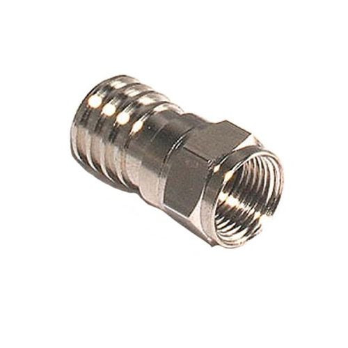 Eagle RG59 Quad Connector F Tri Shield Coax Crimp-On Universal Connector Standard Coaxial Cable Nickel Plated Brass Hex F-Connector 1 Pack TV Antenna Audio Video Signal Coaxial Plugs