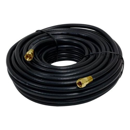 Steren 205-025BK 25' FT RG59 Coaxial Patch Cable Gold F Connector Each End Black 2 X F Connector Pre Installed Plug Ends RG-59 Jumper TV Video Extension Audio Plug Hook Up, 75 Ohm, Part # 205025-BK