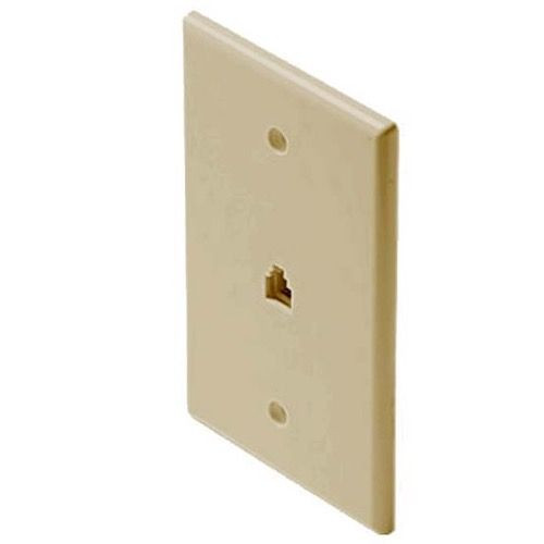 Steren 300-203IV Telephone Wall Plate Ivory RJ11 Rack Mid Size Oversize 3 1/8" x 4 7/8" Modular Phone Jack Face Plate 4-Conductor RJ-11 Gold Contacts 6P4C Jack Face Plate Audio Signal Data Plug, Part # 300203-IV