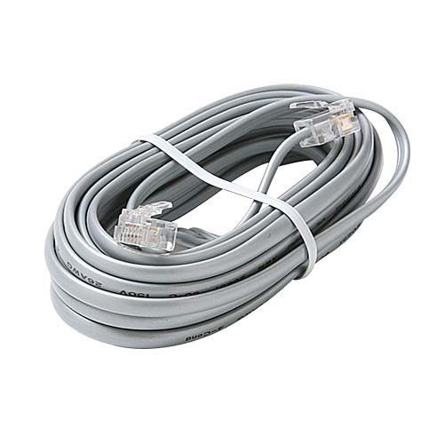 Eagle 25 FT Data Cable RJ11 6P4C 4 Conductor Silver Satin 28 AWG Modular Flat Transfer Wire RJ11 6P4C Plug Jack Connect Silver Satin Gray Data Communication Extension Cable
