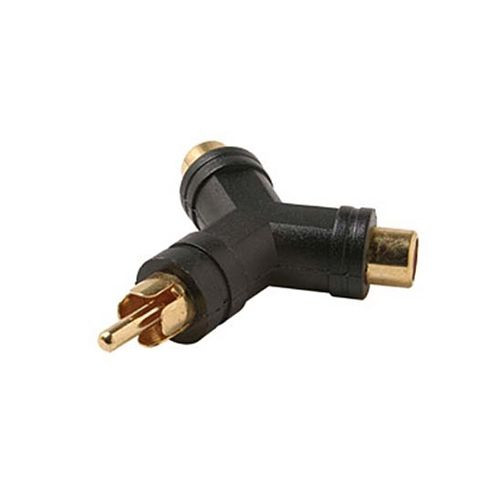 Steren 251-113-10 RCA Y Adapter 2 RCA Female Jacks to 1 RCA Male Plug Gold Plated Audio Video Adapter Splitter Composite Connector In-Line Adapter Jack Splice 10 Pack