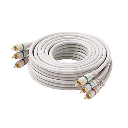 Eagle 50' FT 3 RCA Component Cable Male to Male Gold Python Double Shielded Home Theater Ivory Stereo RGB HDTV Color Coded Connectors Stereo Double Shielded 3-RCA Cable Digital Signal Jumper