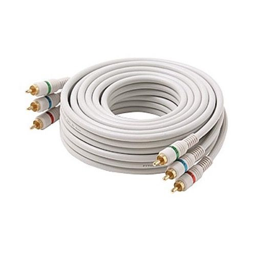 Steren 254-575IV 75 FT 3 RCA Male Component Cable Python Gold RGB 3-Male Each End Ivory HDTV Color Coded Connectors Stereo Double Shielded 3-RCA Cable Digital Signal Jumper, Part # 254575-IV