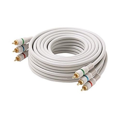 Eagle 75 FT 3 RCA Component Cable Python 3 Male Each End Ivory Gold Stereo RGB HDTV Color Coded Connectors Double Shielded 3-RCA Cable Digital Signal Jumper
