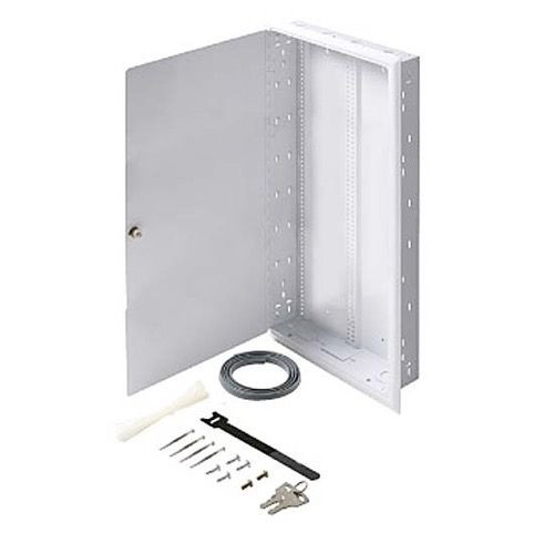 Eagle Fast Home Flush Mount Enclosure Medium 18 GA Steel 32" Inch H x 14 3/8" Inch W x 3 1/2" Inch D Keyed Latch 16" On Center White Finish FastHome Home Audio Video Module Master Hub Junction Box