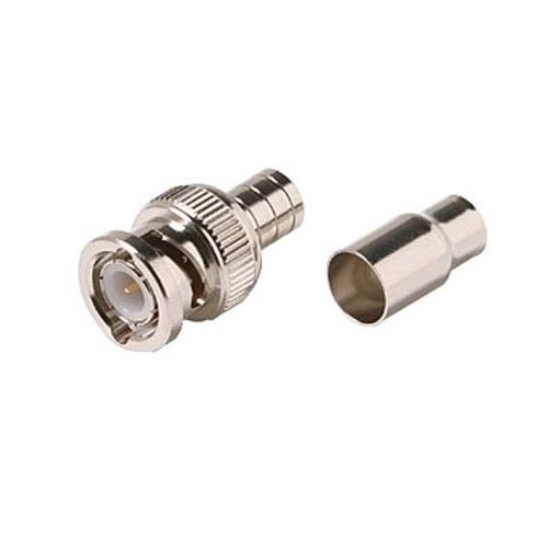 Steren 200-138 RG59 BNC Crimp Connector 2-Piece Plenum Plug Commercial Grade Coaxial Male Plug Adapter Crimp-On BNC Connector, RF Digital Commercial Audio Video Coax Component Single Pack, Part # 200138