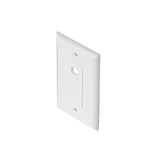 Steren 200-263WH Decorator Wall Plate White 1 Hole Port Offset Hex Standard TV Barrel Plug Flush Mount Plate