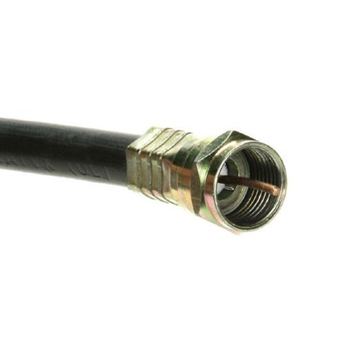 Eagle 60' FT RG59 Coaxial Cable Black with Gold F Connector Installed Each End RG-59 F to F Audio Video Signal 75 Ohm Component Shielded Connector HDTV Jumper