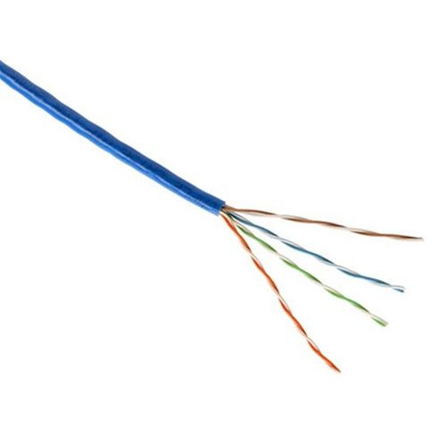 Steren 300-784BL 100' FT  CAT5E Cable Blue 350MHz UTP CM Solid Copper Conductor Ethernet Blue 4 Pair 100' FT Bulk Blue PVC Jacket UTP High Speed Ethernet Computer CAT5E Data