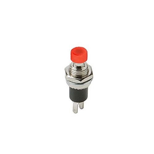 Steren 450-010R Mini Pushbutton SPST Switch Red 1 Amp 125 VAC Brass Silver Contact N/O Monetary Solder Terminal Panel Mountable for New or Replacement Installations, Part # 450010R