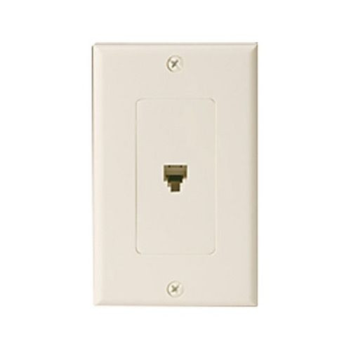 Eagle Wall Plate Telephone Decora RJ11 Ivory 6P4C 4-Conductor Wall Plate Jack Decorator Single Phone Wall Plate Duplex Telephone Flush Mount Line Cord Audio Data Signal 1 Outlet