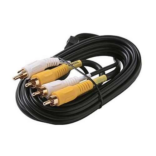 Eagle 12' FT Dual RCA Cable Composite 2 RCA Male End Shielded Gold RG59 Coaxial Mono Dubbing RG-59 Patch Cable Audio Video Signal Push-On Jack Plugs