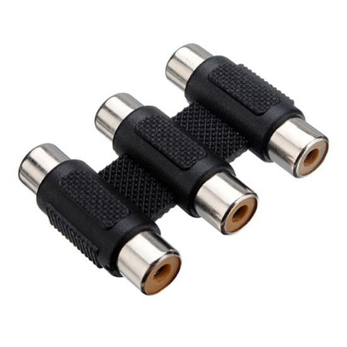 Eagle RCA-83 3 RCA Coupler Jack Splice Triple Female Each End Opaque with Black Body Component A/V In-Line Coupler RCA Adapter Barrel Jack Splice 1 Pack Audio Signal Cable Joint Extender Patch Connector, Part # RCA-83